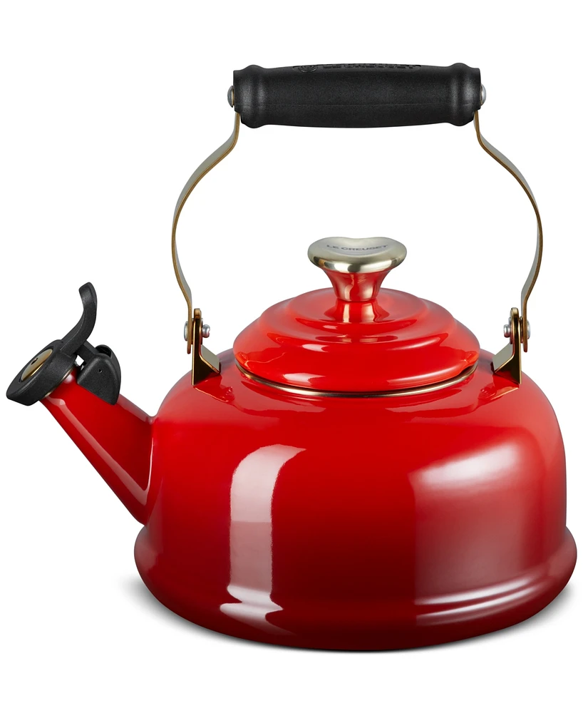 Le Creuset Enamel On Steel Whistling Kettle 1.7 Qt. Light Gold Heart