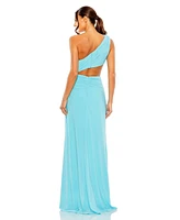 Women's Cut Out One Shoulder Ruched Back Gown