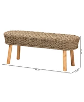 bali & pari Denver Modern Bohemian Natural Seagrass and Acacia Wood Accent Bench