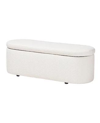 Baxton Studio Lavina Modern White Teddy-Bear Fabric Storage Bench