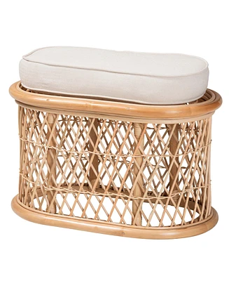 bali & pari Ladonna Bohemian Natural Rattan Ottoman Footstool