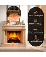 Gymax 26 Inches Infrared Quartz Electric Fireplace Log Heater with Realistic Pinewood
