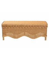 bali & pari Erla Bohemian Light Honey Rattan Accent Bench with Scallop border