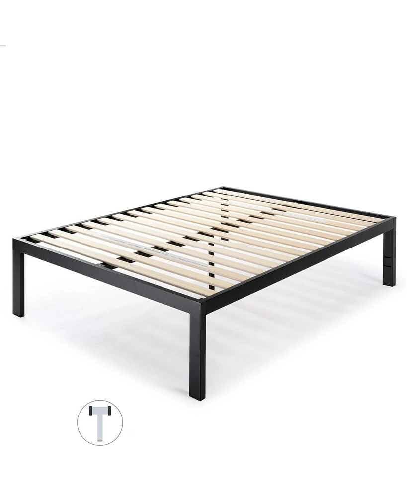 Slickblue Metal Platform Bed Frame with Wooden Slats Quick Assembly