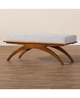 Baxton Studio Orella Japandi Light Grey Boucle Fabric and Walnut Brown Finished Wood Bench