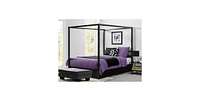 Slickblue Sturdy Modern Canopy Bed - Contemporary Metal Frame for Your Home