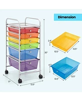 Gouun Multifunctional 6-Drawer Rolling Storage Cart with Deep and Shallow Drawers
