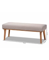 Baxton Studio Odessa Mid-Century Modern Grey Fabric Upholstered and Walnut Brown Finished Wood Dining Bench