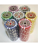 Slickblue Hi Roller Holo Inlay Poker Chips 25-Pack - Clay Composite, $10 Denomination for Card Games