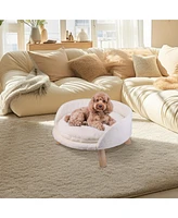 Bingopaw Luxury Pet Soft Warm Cat Dog Bed Wood Legs with Cushion Pad Nesting Bed Washable