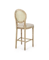 The Pop Home Set of 2 Rustic Country Bar Stools with Rattan Backrest for Kitchen Island and Home Bar-The Pop Home