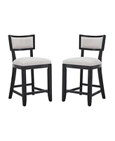 The Pop Home 26.5" Counter Height Bar Stools Set of 2, Upholstered with Backrest and Rubber Wood Frame-The