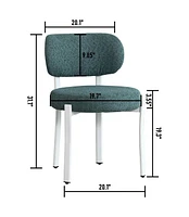 Dyhome Dining Chairs Set of 2, Upholstered Modern Dining Room Chairs, Tufted Sherpa Boucle Kitchen Chairs, Mid Century Dining Chair with White Metal L
