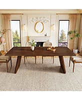 Tribesigns 70-Inch Dining Table for 6 to 8 People, Farmhouse Wooden Kitchen Table, Rectangular Dinner Table with Large Tabletop for Dining Room, Kitch