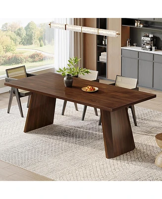 Tribesigns 70-Inch Dining Table for 6 to 8 People, Farmhouse Wooden Kitchen Table, Rectangular Dinner Table with Large Tabletop for Dining Room, Kitch