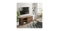 Slickblue Farmhouse Tv Stand Entertainment Center with Sliding Wood Doors for TVs and Storage