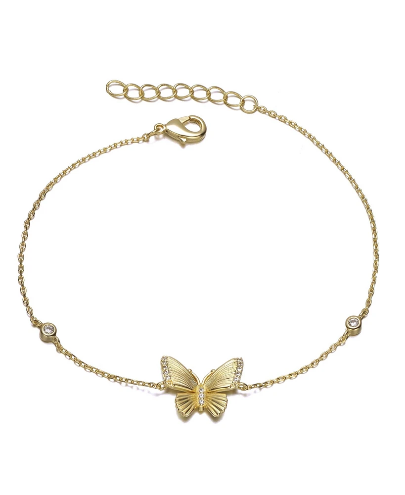 GiGiGirl Charming 14k Gold Plated Butterfly Bracelet with Cubic Zirconia