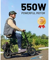 Urbanmax C1/C1 Pro Electric Scooter with Seat, 450W Powerful Motor up to 20/25 Miles Range, Foldable Electric Scooter for Adults Max Speed 15.5/18.6 M