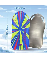 Wham-o Snowboogie 37" Single Rider Snow Sled, Roll Up Air Slick Winter Sled with Cut Out Handles Slick Bottom - 2pack