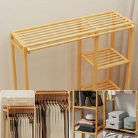 Unho Wooden Garment Rack: Coat Stand with Shelves Cabinet Clothes Storage