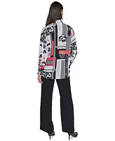 Karl Lagerfeld Paris Women's Printed Oversized Button-Front Top