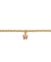 GiGiGirl 14k Gold Plated Fuchsia-Red Daisy Flower Drop Charm Bracelet