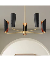 Possini Euro Design Finn 25" Mid Century Modern Pendant Chandelier Ceiling Light Fixture Dining Room Over Table Kitchen Island Foyer Hanging 5-Light B