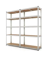 Costway 2 Pcs 5 Tier Adjustable Garage Shelving Unit with 2000 lbs Max Load for Warehouse