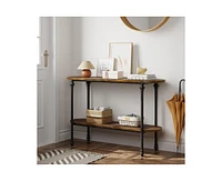 gaomon Entryway Table, 43.3" Long Console Table with Storage, 2 Tier Wood Console Table with Metal Frame and Mdf, Sofa Tables Behind Couch