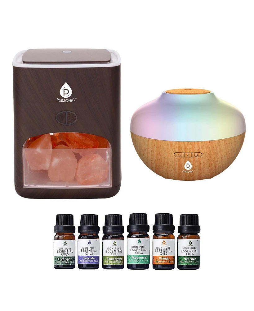 Pursonic Himalayan Salt Lamp & Aromatherapy Diffuser Wellness Set