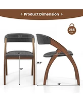 Gymax Dining Chair Set of 4 w/ Padded Cushion Curved Back Arched Rubber Wood Legs