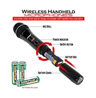 Pyle 8-Channel Uhf Wireless Microphone System with 4 Handheld Mics, 4 Beltpack Mics, Headsets & Lavalier Mics