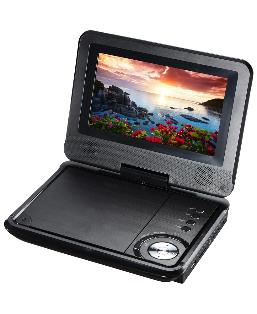 Impecca 7” Portable Dvd Player with 270° Swivel Screen and Usb & Sd - Black