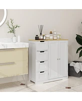 Homcom Bathroom Floor Cabinet with Adjustable Shelf and Drawers,