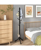 Gouun Adjustable Wooden Tree Coat Rack with 8 Hooks