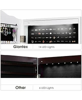 Gouun 14 Led Jewelry Armoire Cabinet with Full Length Mirror and 4 Tilting Angles