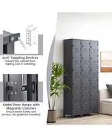 Gouun Metal Storage Locker with 3 Lockable Doors and Adjustable Feet