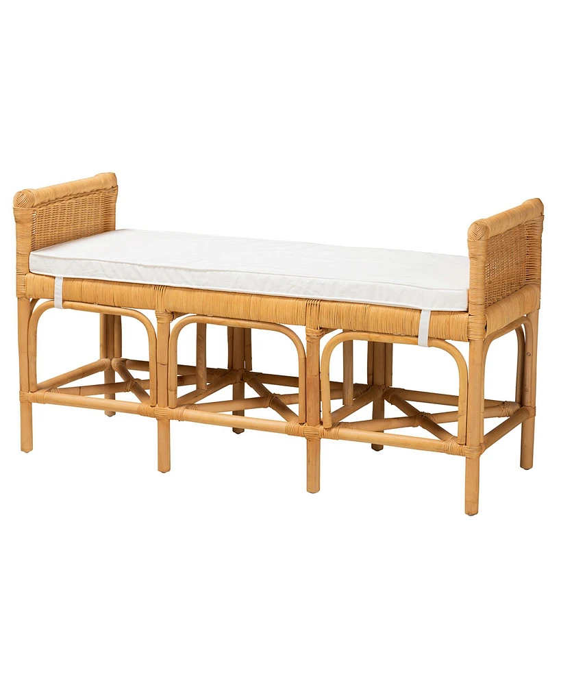 bali & pari Nairi Modern Bohemian Natural Brown Rattan Bench