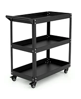 Gouun 3-Tier Rolling Tool Cart with Spacious Shelves 4 Universal Wheels and 2 Brakes