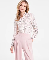 Bar Iii Women's Graphic Line Print Blouse, Exclusively at Macy's