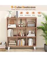 Gouun 9-Cube Bookcase with 6 Removable Shelves and Raised Support Feet