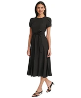 Calvin Klein Women's Tulip-Sleeve Tie-Waist A-Line Dress