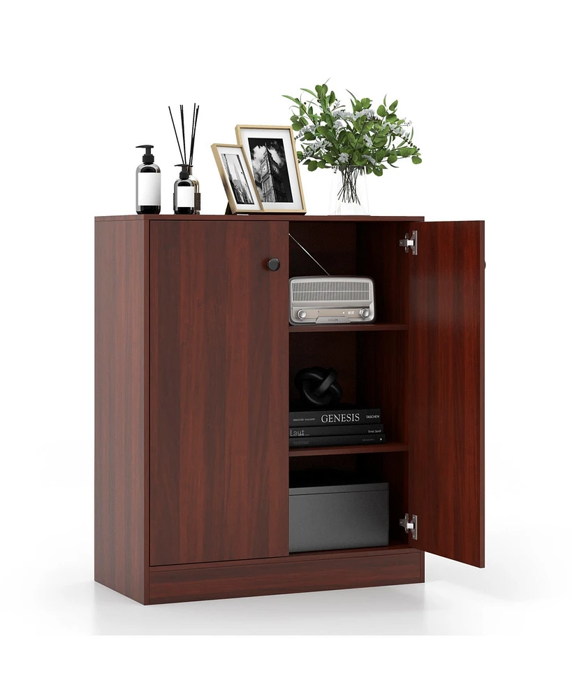 Gouun 2-Door Modern Floor Storage Cabinet with 3-Tier Shelf