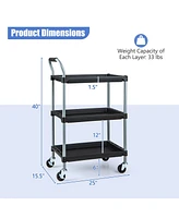 Gouun 3 Layer Tool Cart with Pp Shelves Sponged Handle and Swivel Wheel
