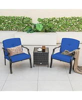 Gouun 2 Pieces Patio Metal Chairs with Seat and Back Cushions for Yard