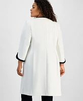 Kasper Plus Contrast Trim Long Topper Jacket