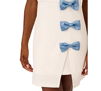 Adrianna Papell Women's Asymmetric-Neck Bow-Trim Dress