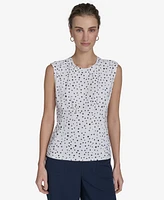 Tommy Hilfiger Women's Dot-Print Sleeveless Crewneck Blouse