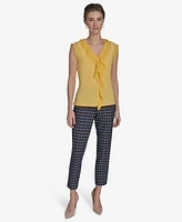 Tommy Hilfiger Women's Mixed-Media Ruffle-Front Blouse