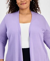 Kasper Plus 3/4-Sleeve A-Line Cardigan